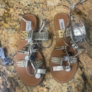 Steve Madden Rambel Metallic Multi Leather Lace-Up Sandals